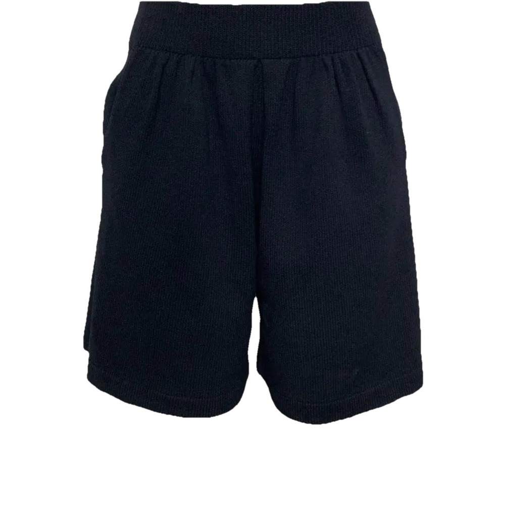 St. John Black Santana Knit Wool Blend High Waist Pull On Shorts Size 4